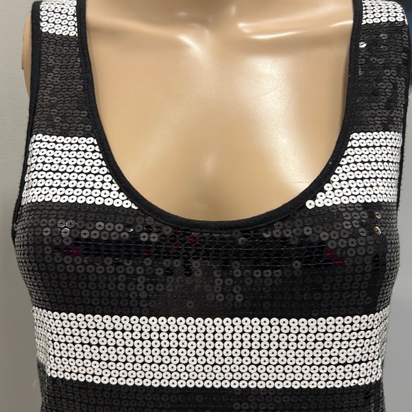 sequin tank Black and white tank top size XS - Picture 4 of 5